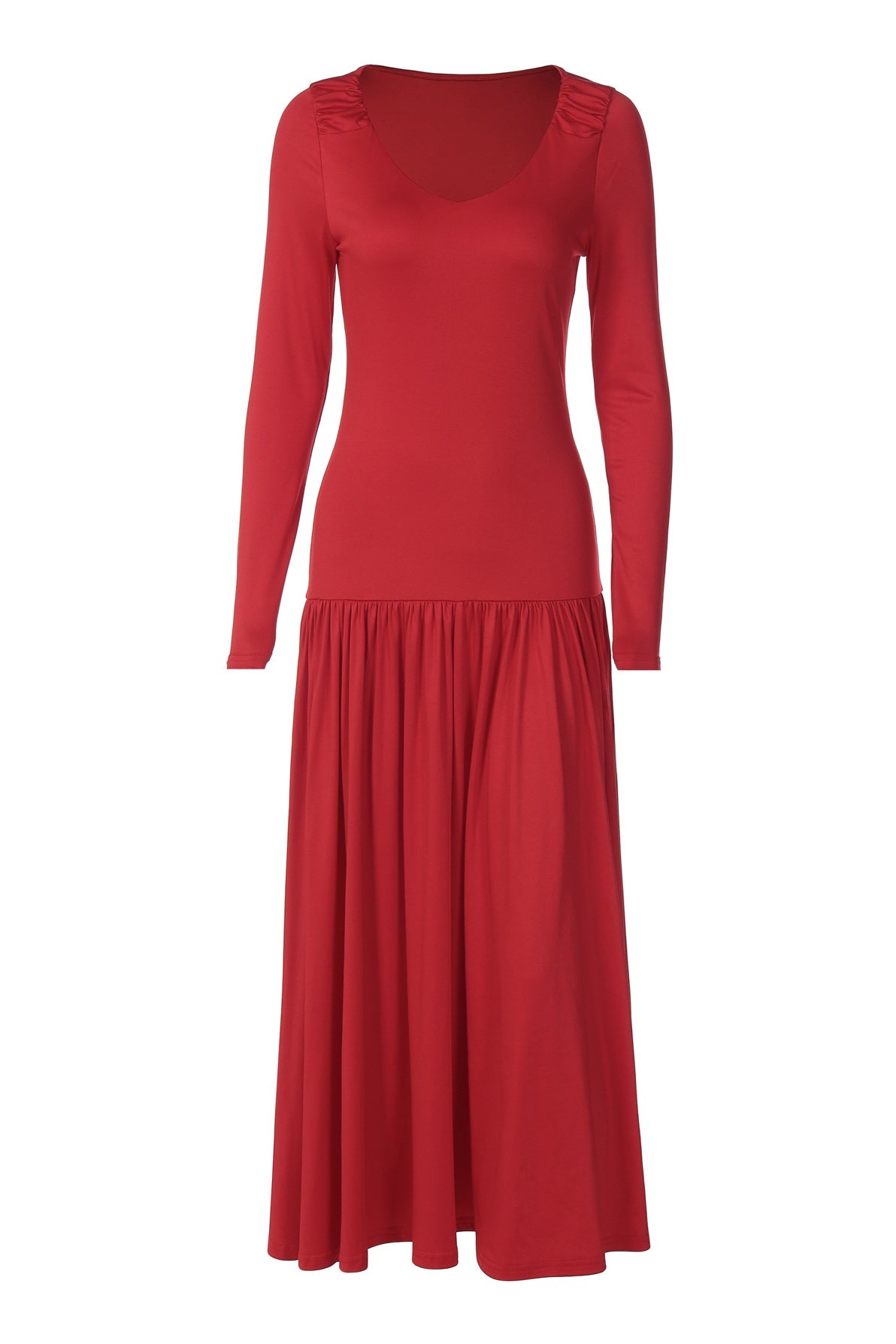 Fitted Long Sleeve Ruched Dress