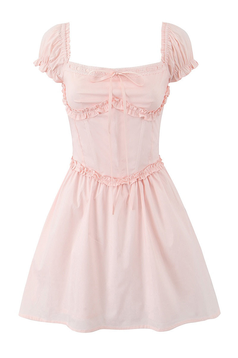 Cap Sleeves Smocked Back Mini Dress