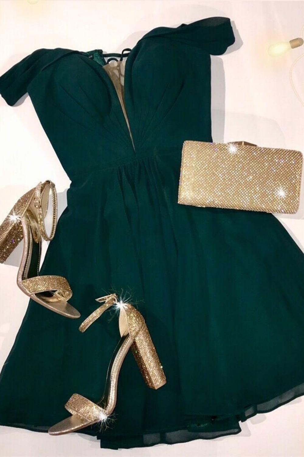 Off the Shoulder Dark Green Short Homecoming Dress