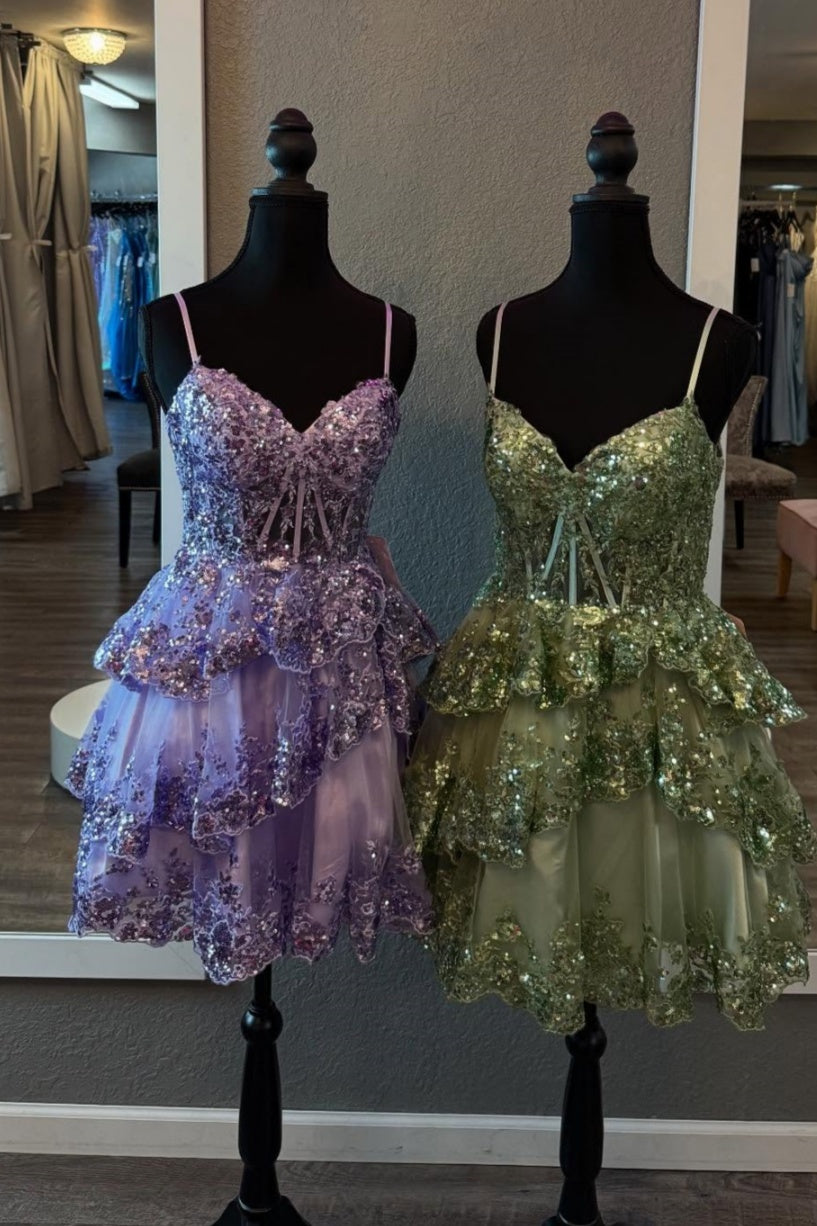 Sweetheart Neckline Sequin A-Line Dress