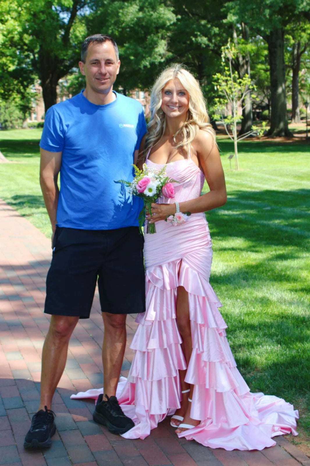 Pink Halter Ruffle A-Line Dress