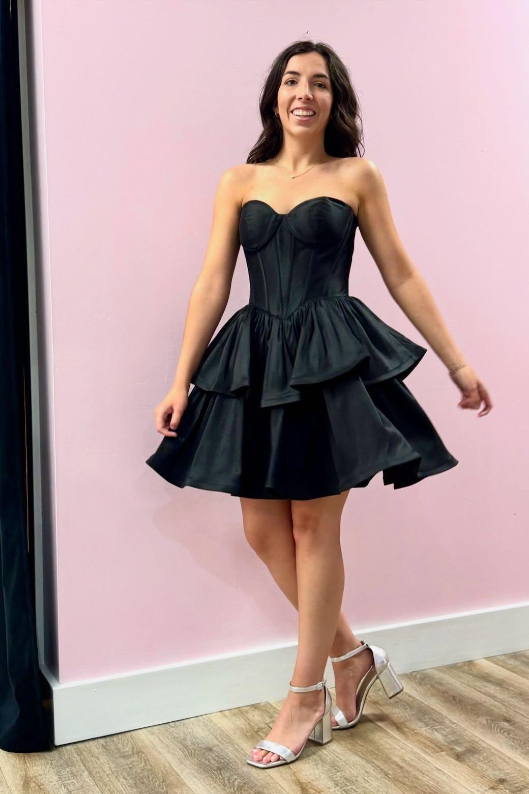 Black Sweetheart Corset Ruffles Short Homecoming Dress Dressesforparty Black Sweetheart Corset Ruffles Short Homecoming Dress Dressesforparty