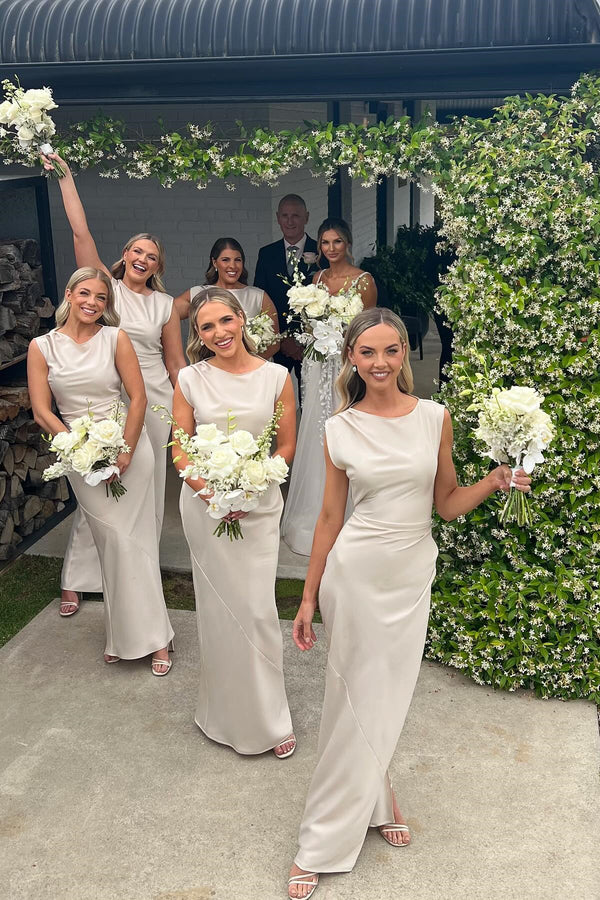 Cap Sleeve Sage Button Front Bridesmaid Dress