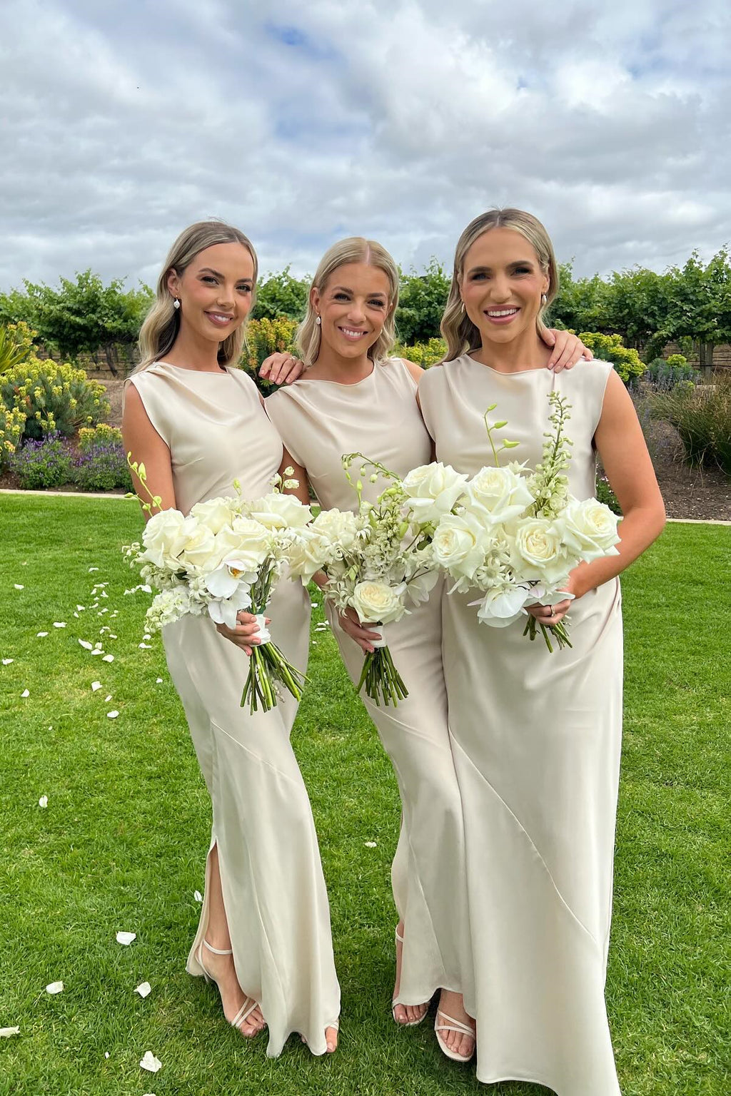 Cap Sleeves Ivory Sheath Long Bridesmaid Dress – Dressesforparty