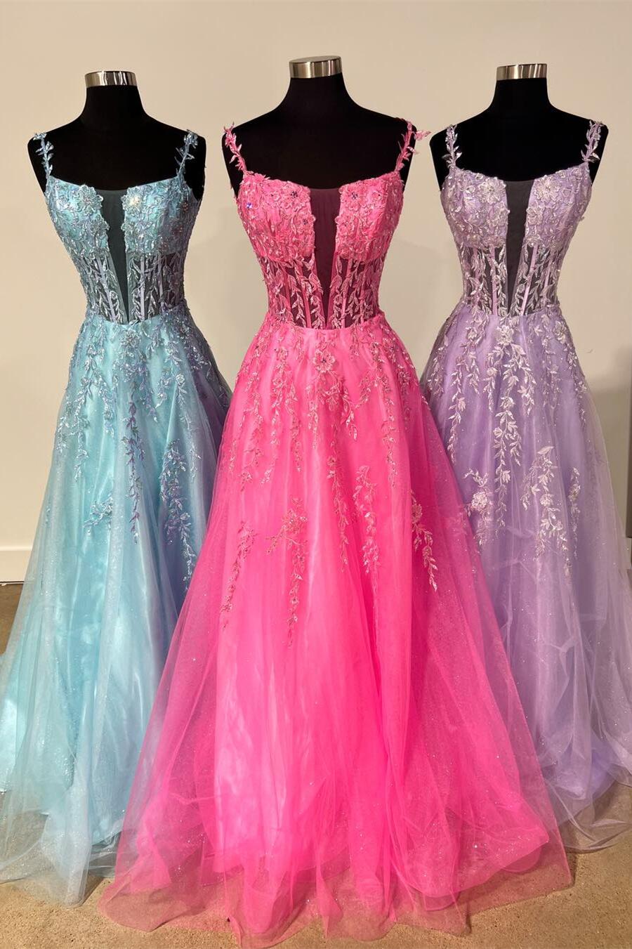 Sheer Appliques A-line Long Formal Dress – Dressesforparty