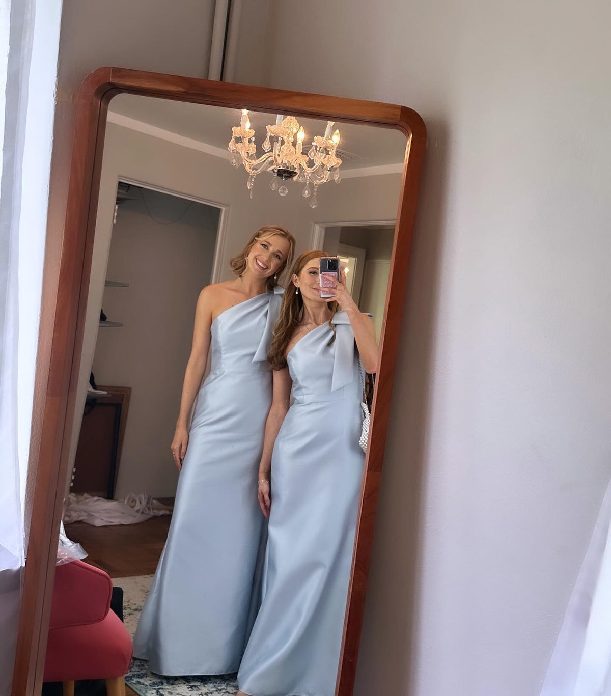 Light Blue Satin One-Shoulder Bridesmaid Dress with Bow Dressesforparty Light Blue Satin One-Shoulder Bridesmaid Dress with Bow Dressesforparty