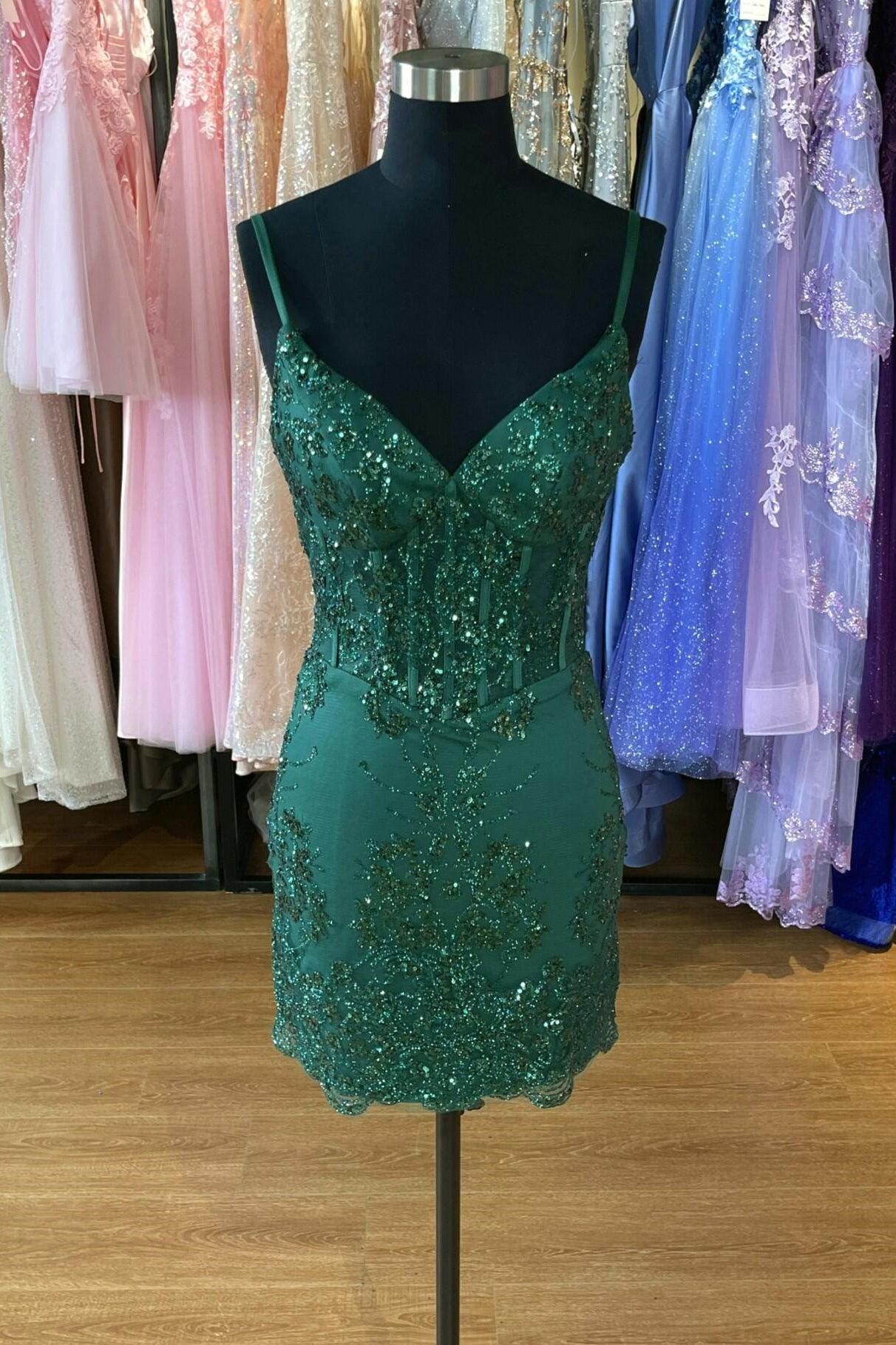 Green Tight Short Homecoming Dresses Mini Bodycon Cocktail Dress Y1604
