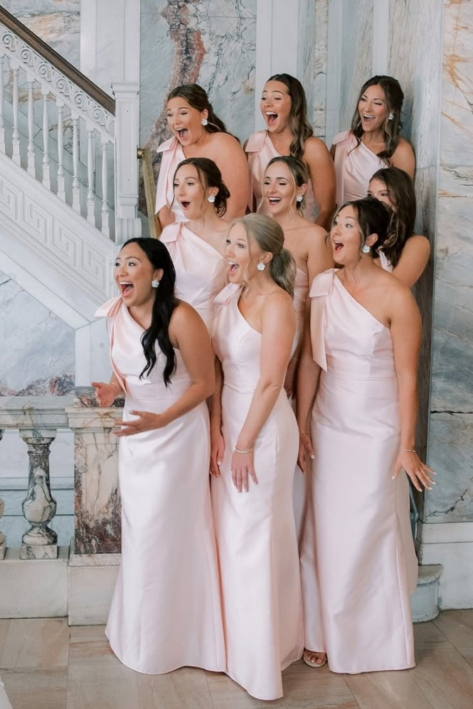dessy one shoulder bridesmaid dress Draped One-Shoulder Convertible Maxi Slip Dress