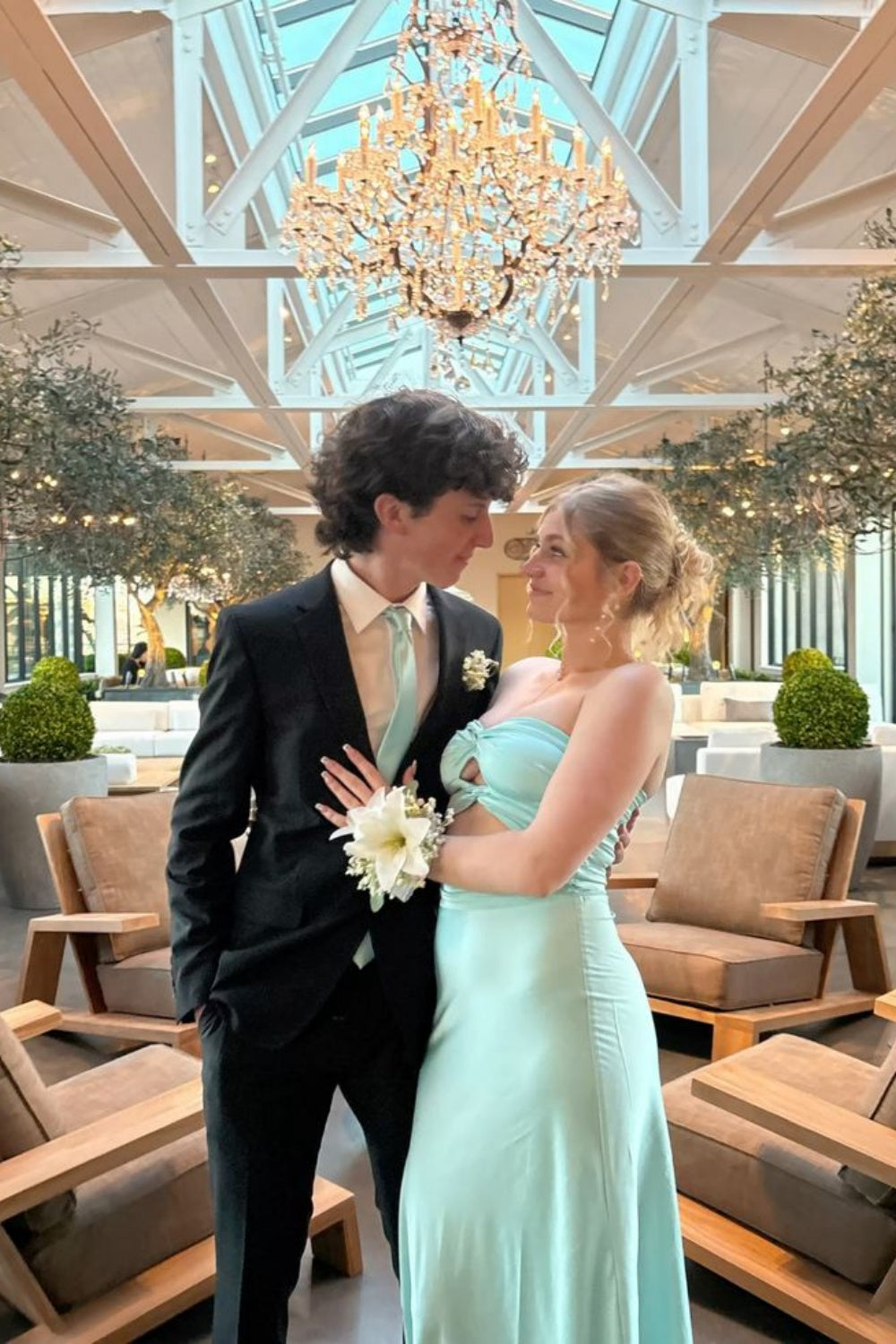 knot front satin dress Front-Knot Open-Back Long Satin Prom Dress BD111 Orchid / XSmall