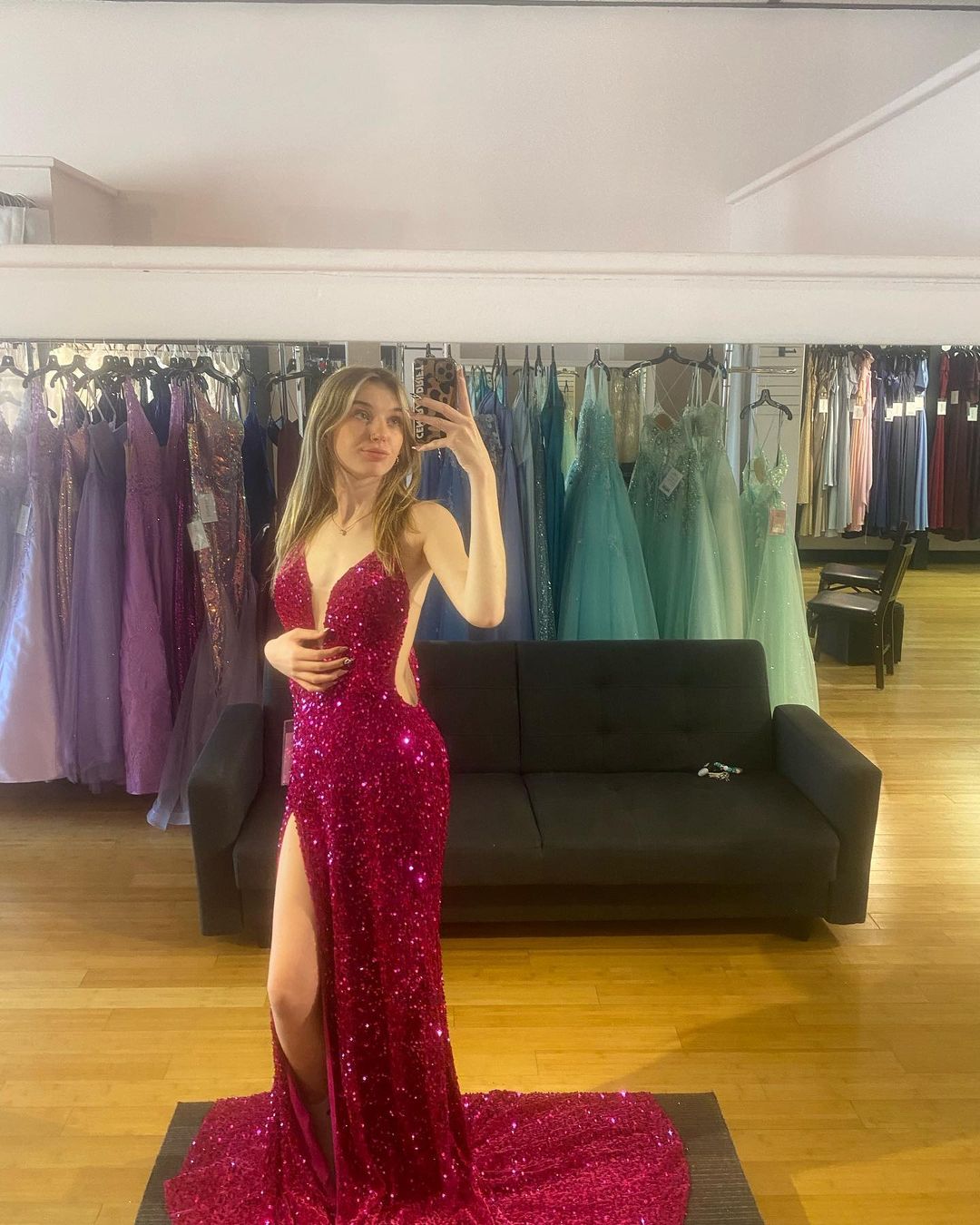 Mermaid Halter Purple Sequin Long Prom Dresses VK24021504