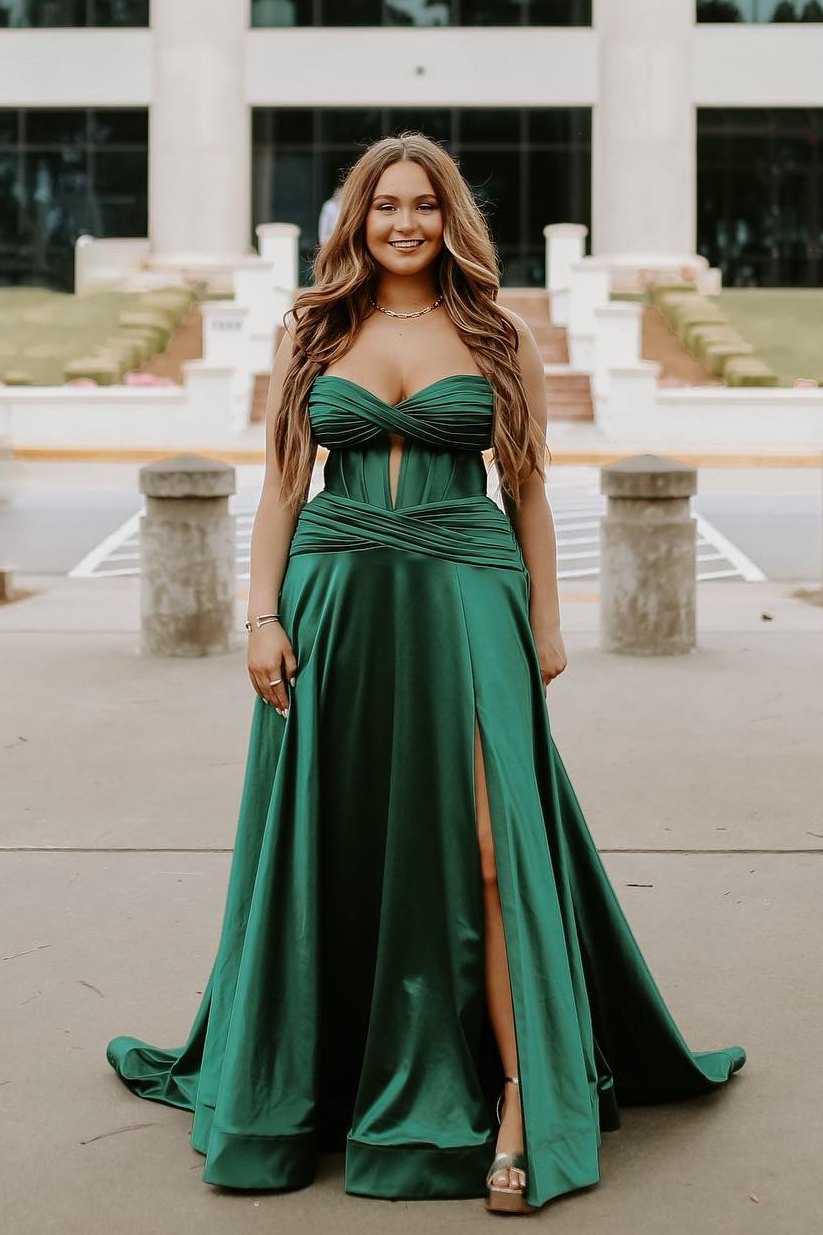 Blue Prom Dresses Sheath Sweetheart Keyhole Long Prom Dress main image 1
