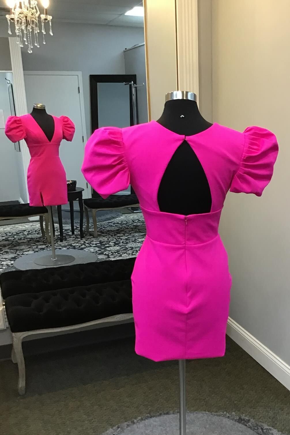 hot pink dress tight Velvi - Evelyn Mini Dress - Ruched Bustier Short Dress - Hot Pink