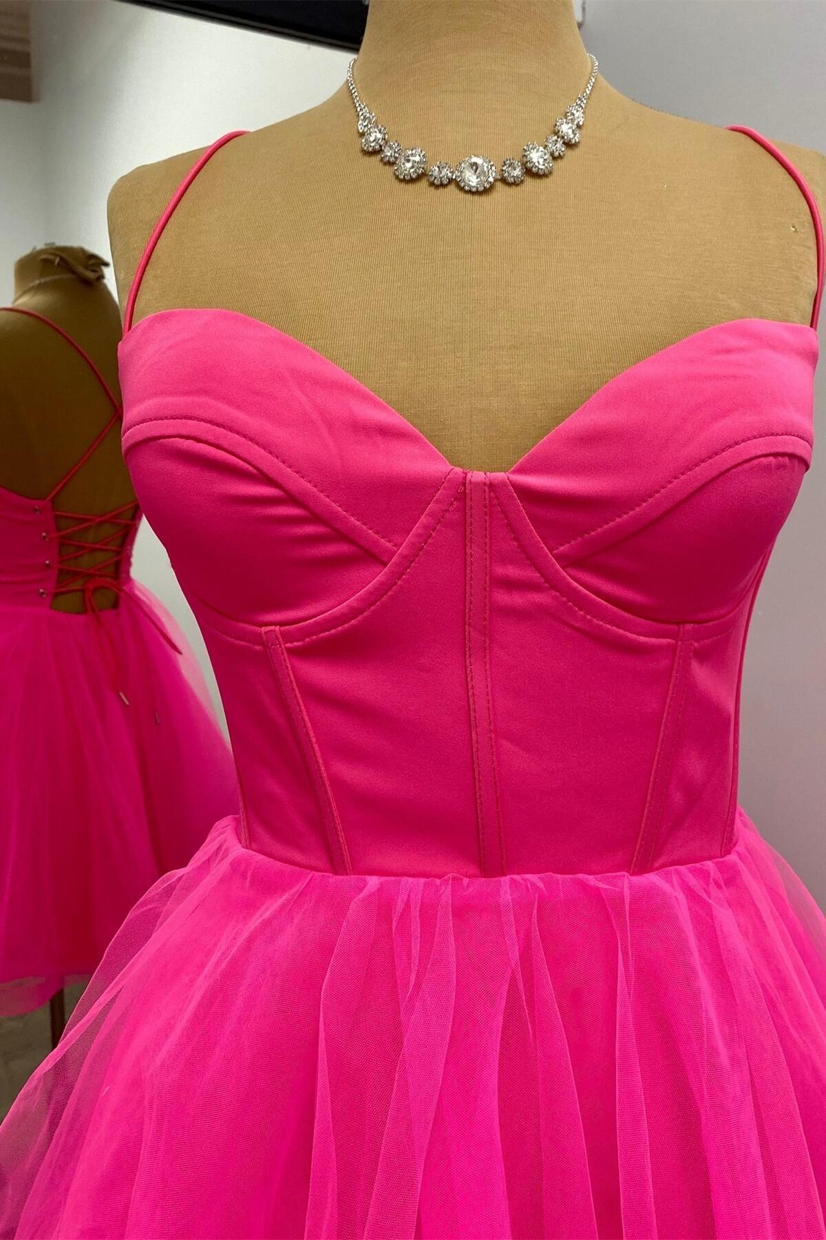Hot Pink Corset A-line Short Princess Dress Dressesforparty Hot Pink Corset A-line Short Princess Dress Dressesforparty