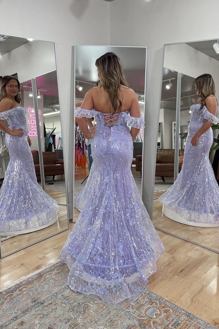Mermaid Jersey Trumpet Sleeves Dresses Lavender Plus Size