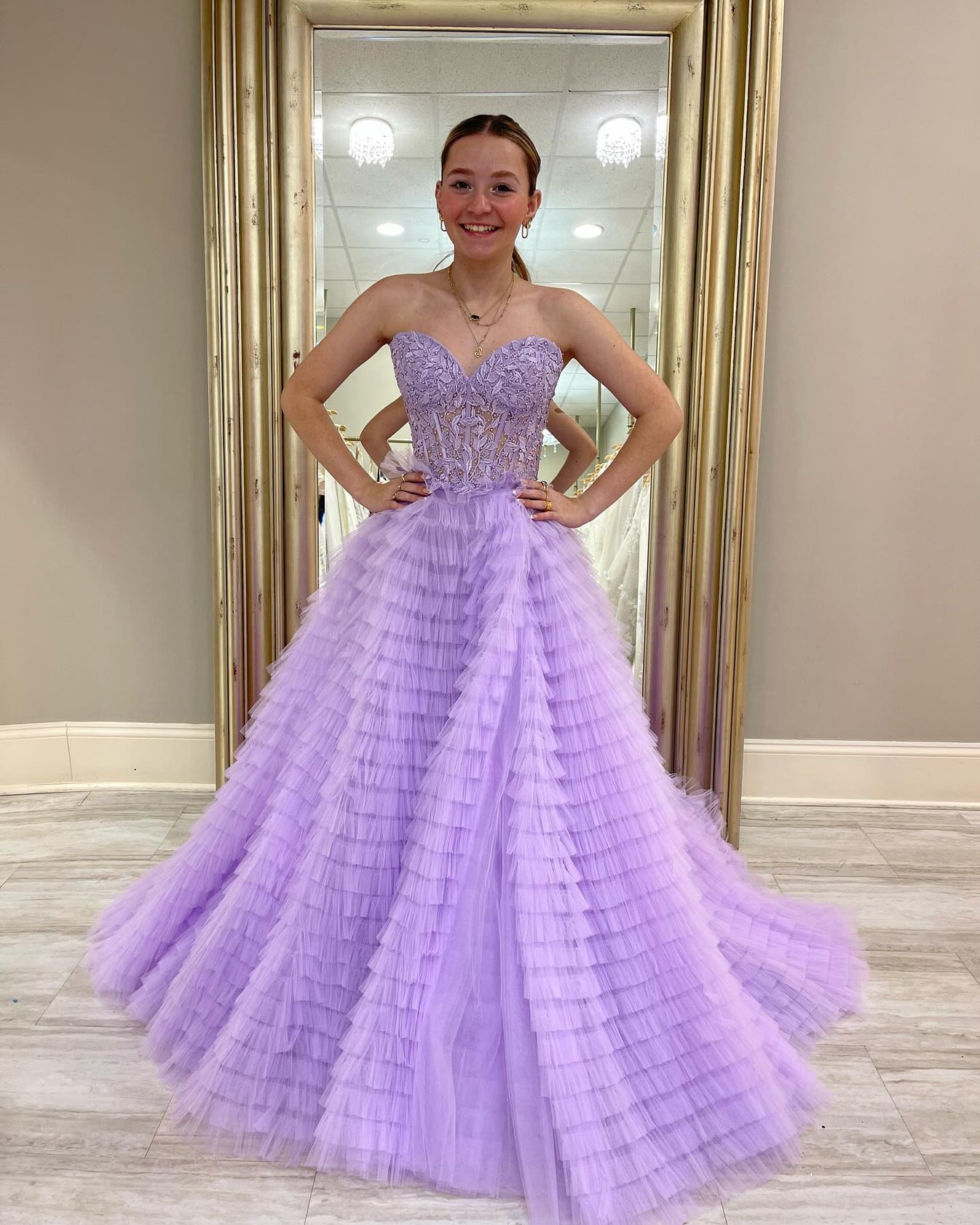 Lace Sweetheart Sheer Black Ball Gown Ruffles Prom Dress main image 1