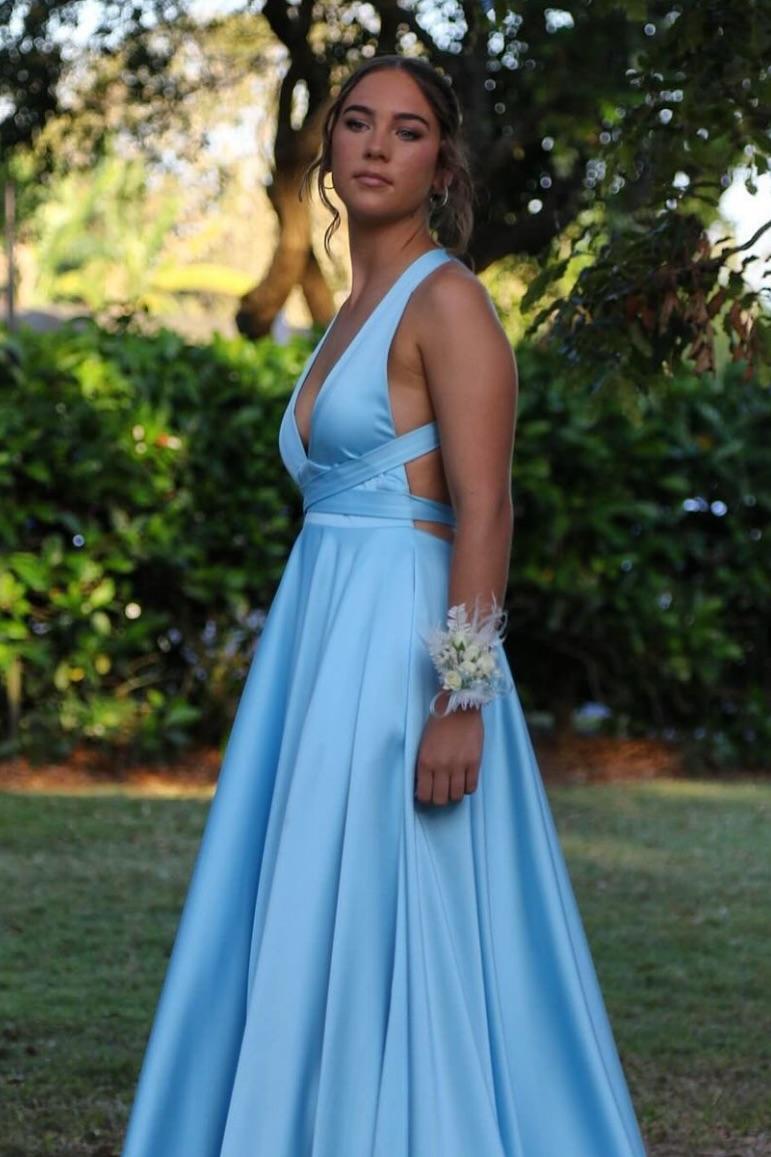 Plunge Yellow A-line Long Formal Dress with Slit Dressesforparty Plunge Yellow A-line Long Formal Dress with Slit Dressesforparty