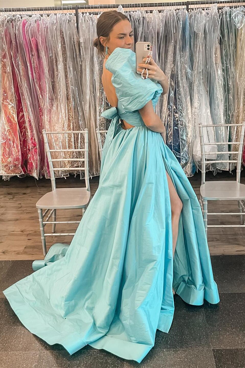 Short Puff Sleeves Pink A-line Princess Dress Dressesforparty Short Puff Sleeves Pink A-line Princess Dress Dressesforparty