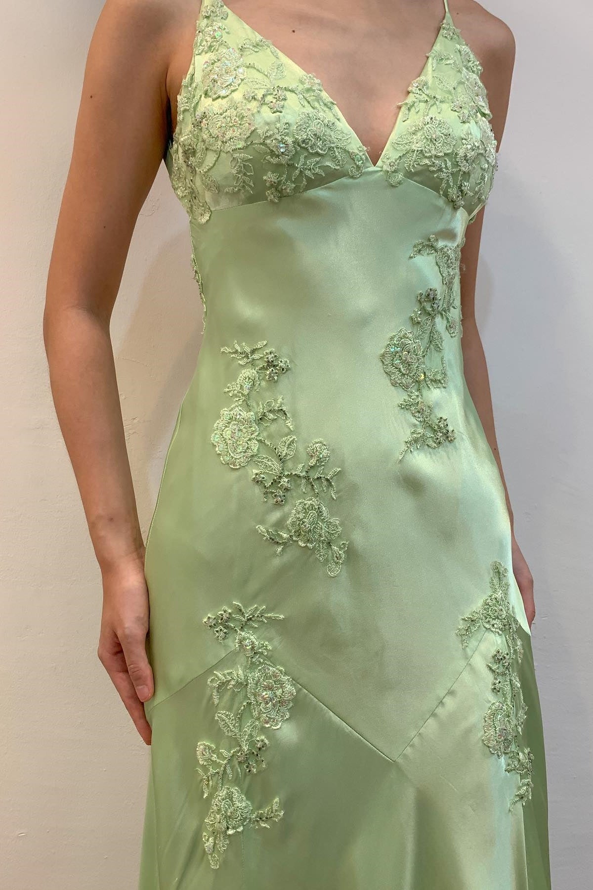 Lime Green Appliques Soft Satin Long Party Dress Dressesforparty Lime Green Appliques Soft Satin Long Party Dress Dressesforparty