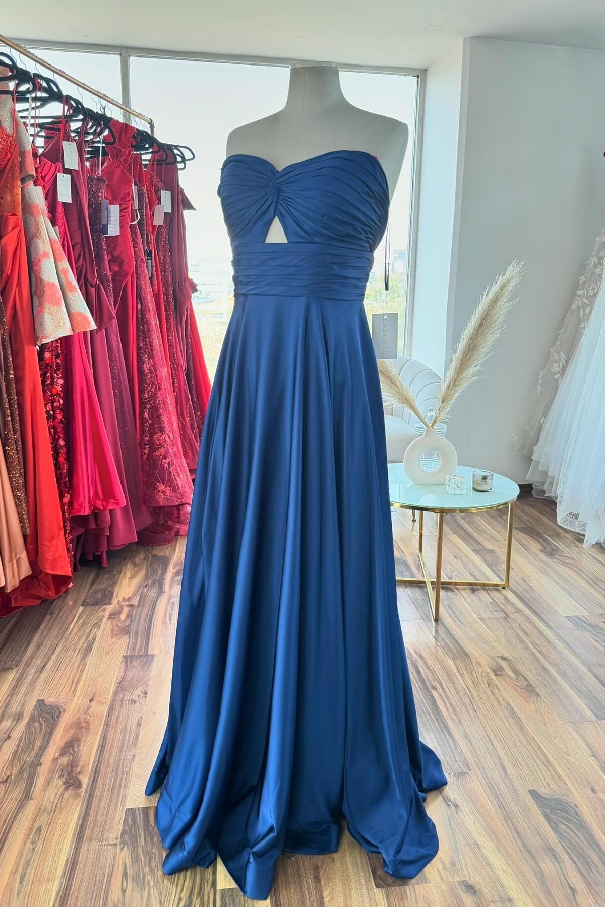 blue dress for baby girl Keyhole Navy Blue Sweetheart A-line Long Formal Dress – Dressesforparty