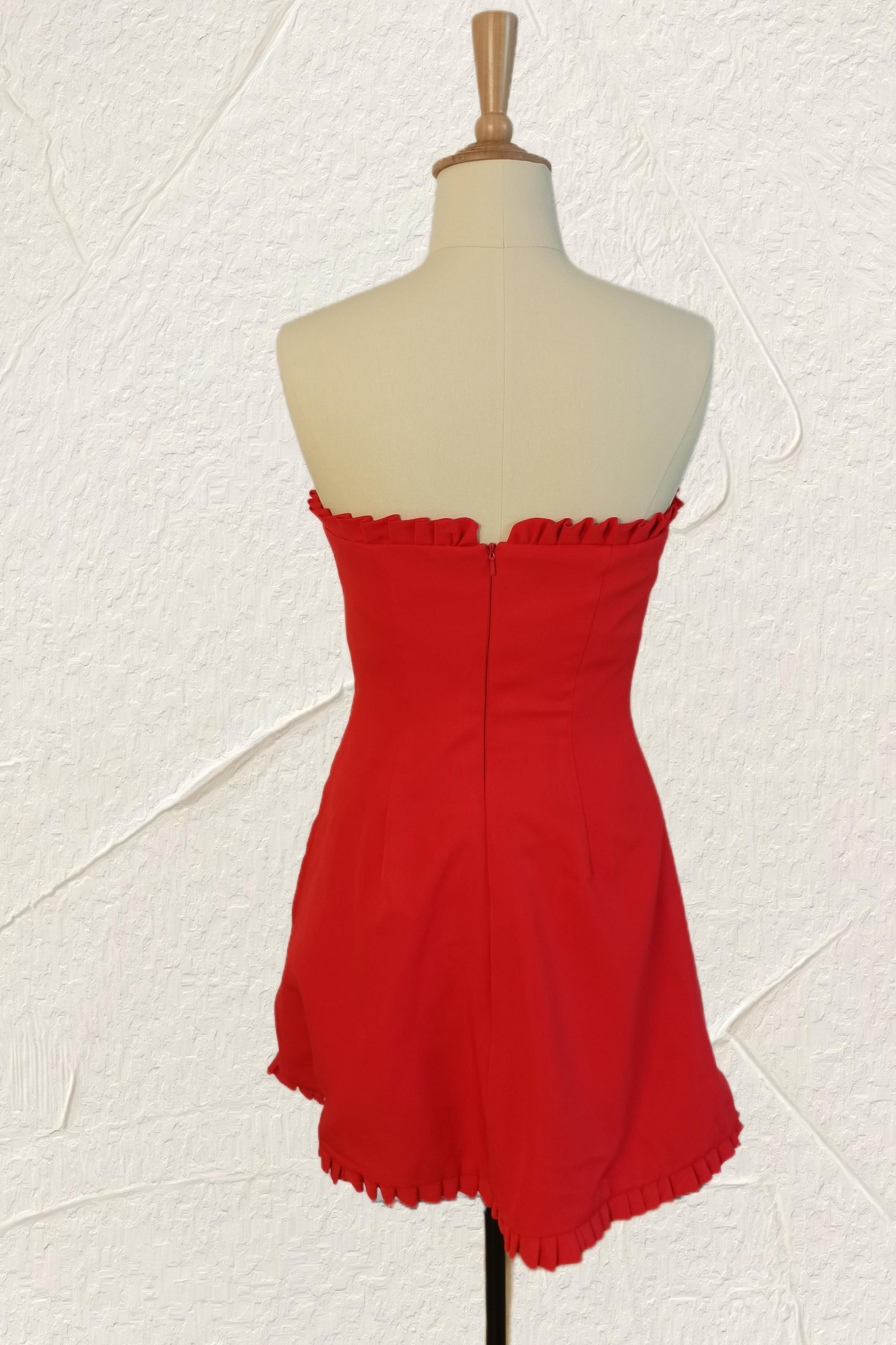 Ruffles Strapless Red Tight Mini Dress – Dressesforparty