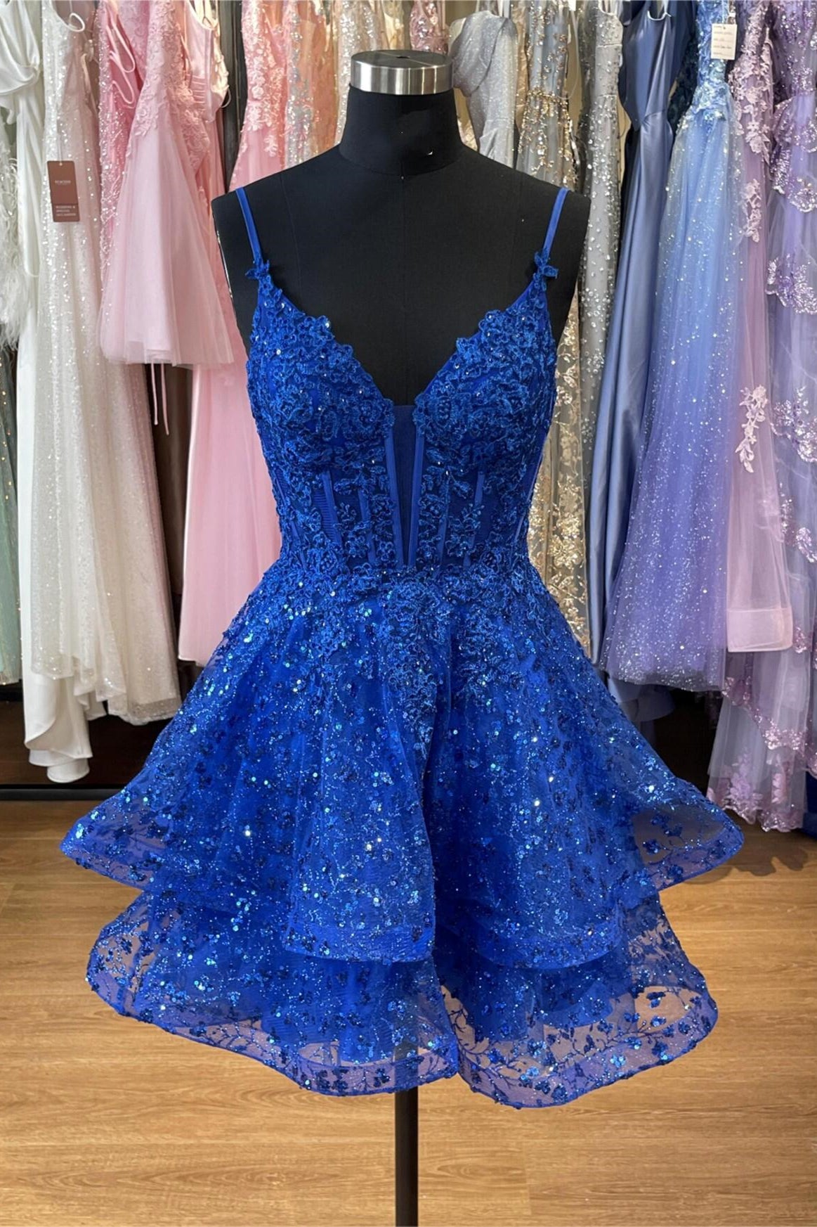 royal blue prom short dresses Royal Blue Appliques Short Ruffles Princess Dress – Dressesforparty