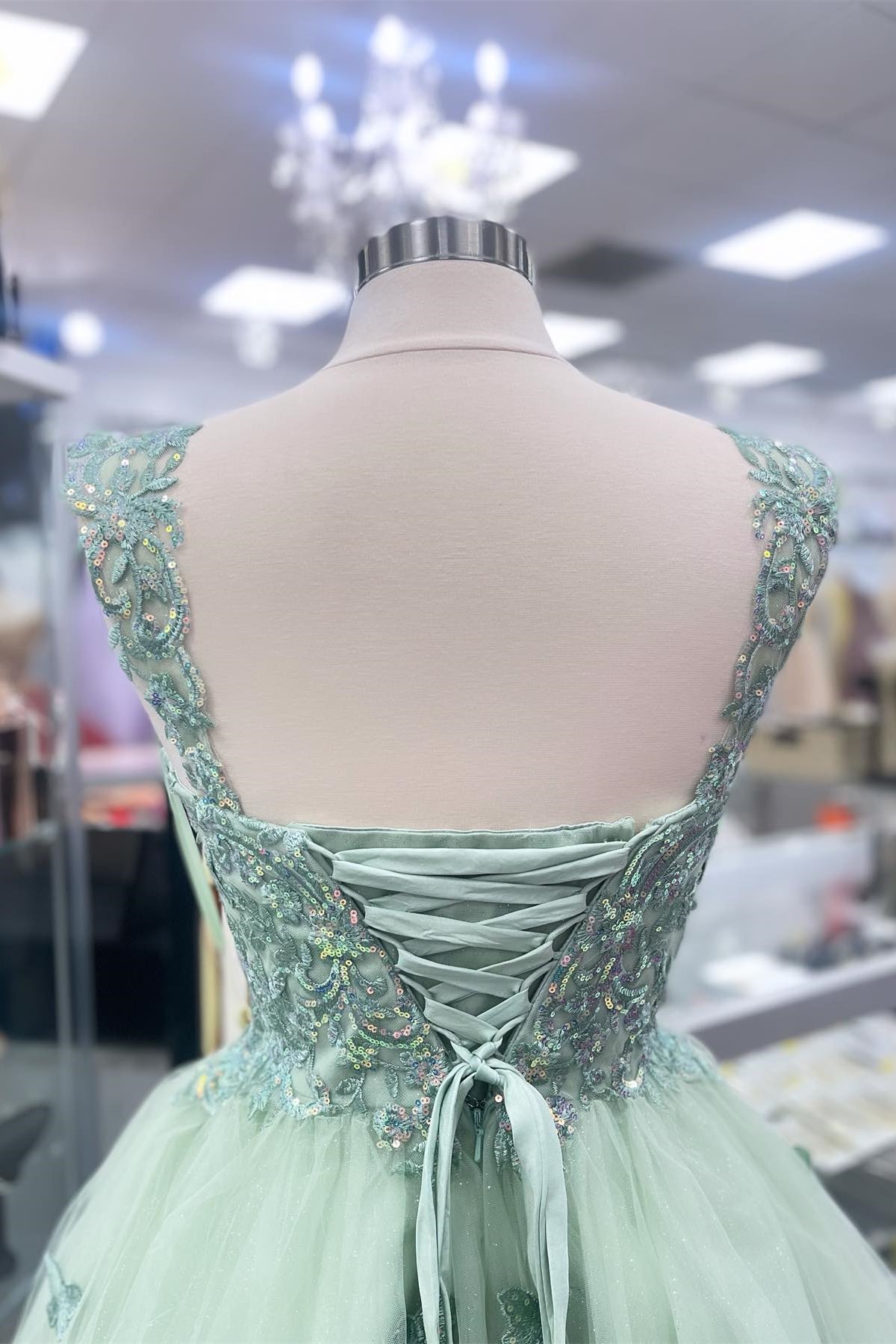 Sage Green Butterfly Appliques A-line Short Homecoming Dress