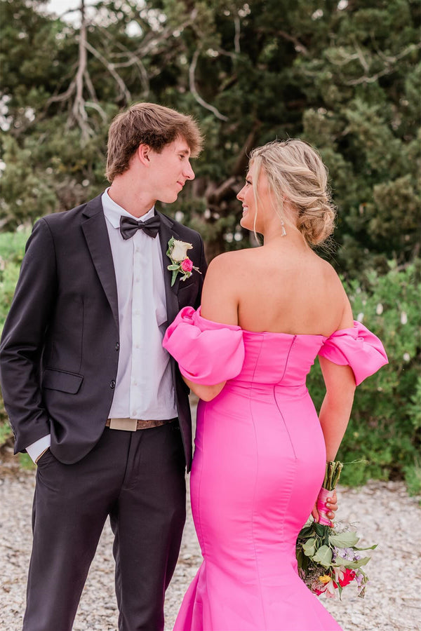 Hot Pink One Shoulder Mermaid Beading Long Evening Dress Party Gowns, DP5288 main image 0