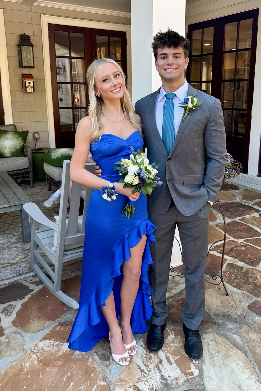 Strapless Green Silk Long Party Dress with Slit Dressesforparty Strapless Green Silk Long Party Dress with Slit Dressesforparty