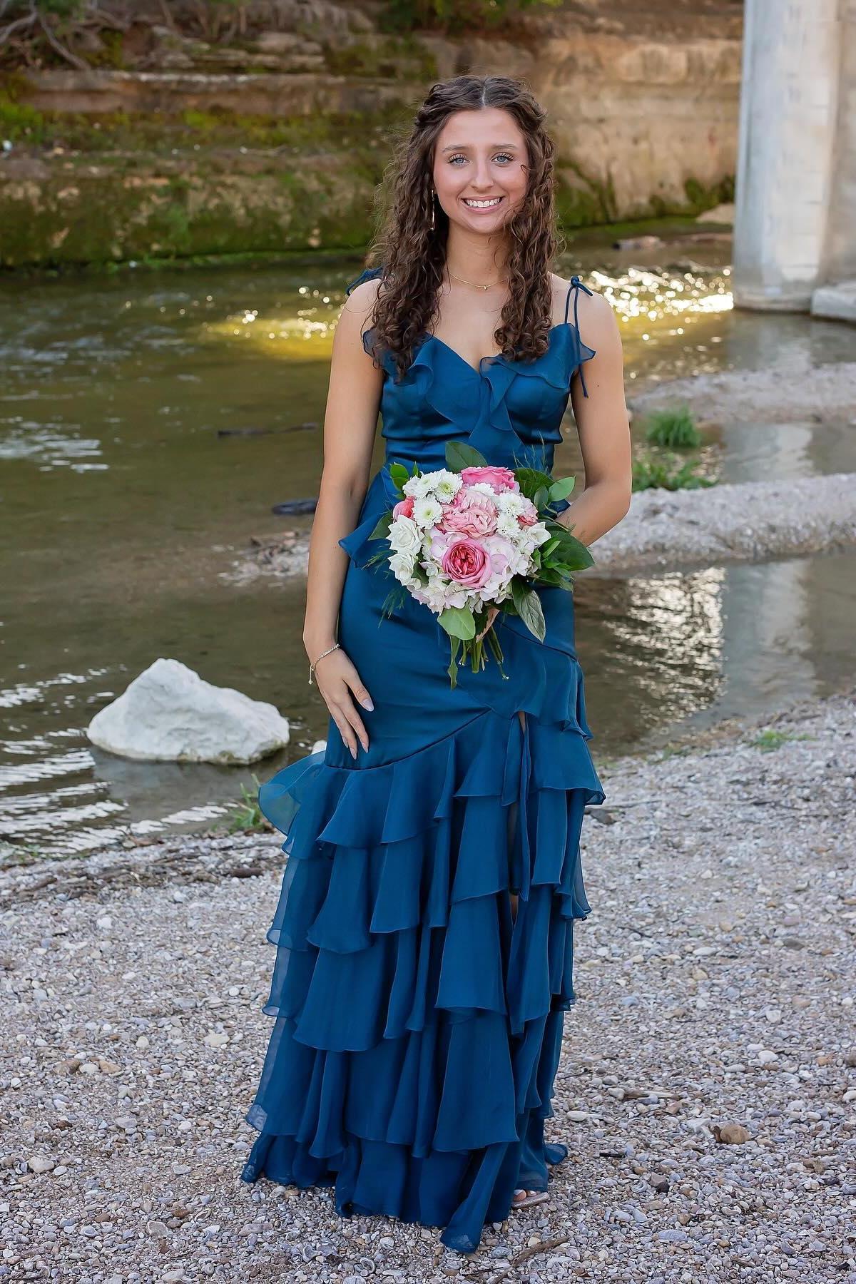 teal prom dresses 2025 Straps Fuchsia Mermaid Ruffles Long Prom Dress – Dressesforparty