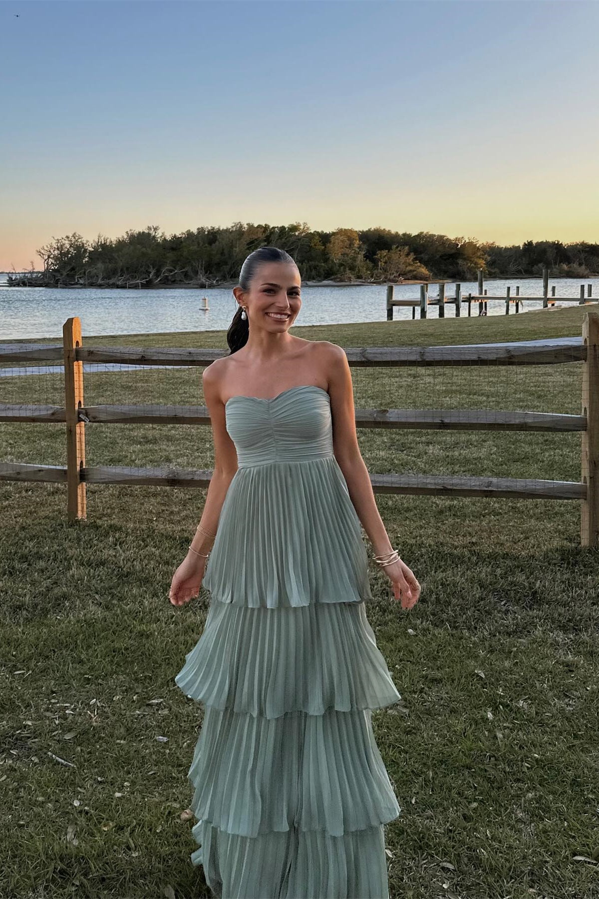Strapless Pink Chiffon Pleated Tiered Maxi Dress Dressesforparty Strapless Pink Chiffon Pleated Tiered Maxi Dress Dressesforparty