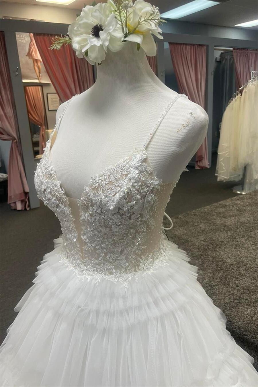 Strapless Tiered Straight Sleeveless Ruffles White Prom Formal Dress