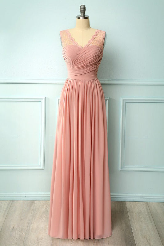 A-line Blush Pink Chiffon Bridesmaid Dress