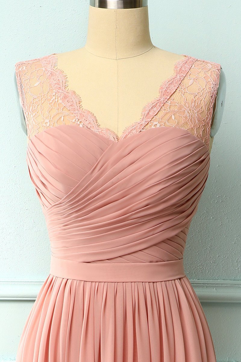 A-line Blush Pink Chiffon Bridesmaid Dress