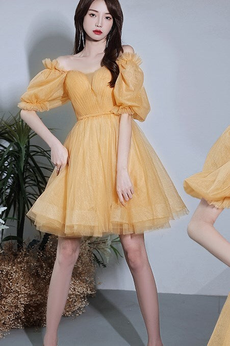 Avocado Green Short Puffy Sleeves Princess Party Dress
