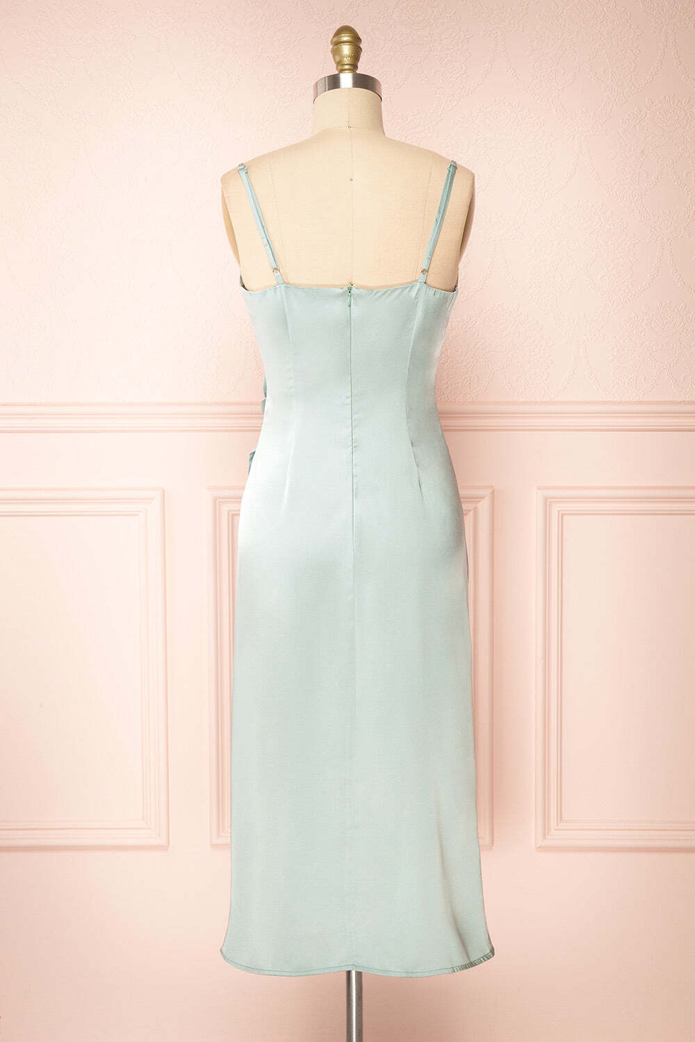 Elegant Mint Green Straps Cowl Neck Slip Dress