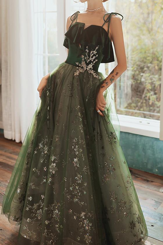 Fairy Green A-line Long Party Dress
