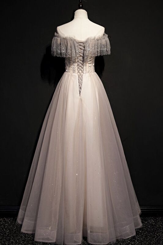 Fairy Off the Shoulder Silver Formal Dress