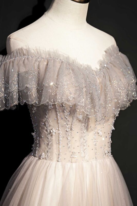 Fairy Off the Shoulder Silver Formal Dress