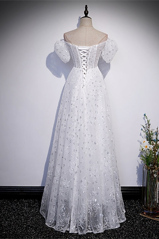 Fairy White Off the Shoulder A-line Long Dress