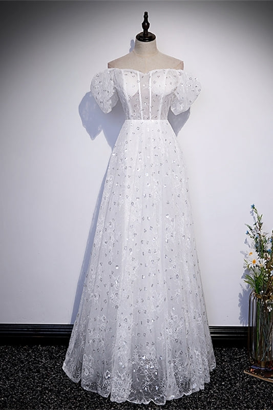 Fairy White Off the Shoulder A-line Long Dress