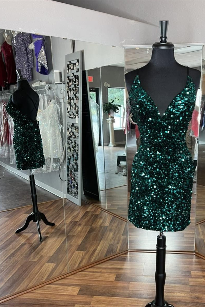 Glitters Dark Green Sequin Bodycon Homecoming Dress Dressesforparty Glitters Dark Green Sequin Bodycon Homecoming Dress Dressesforparty