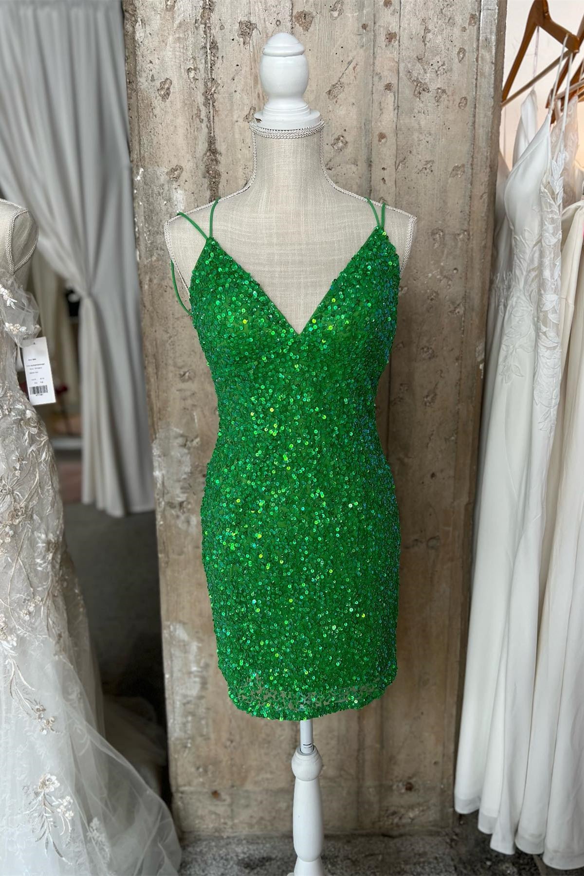 Green Sequin Bodycon Mini Dress with Straps Dressesforparty Green Sequin Bodycon Mini Dress with Straps Dressesforparty