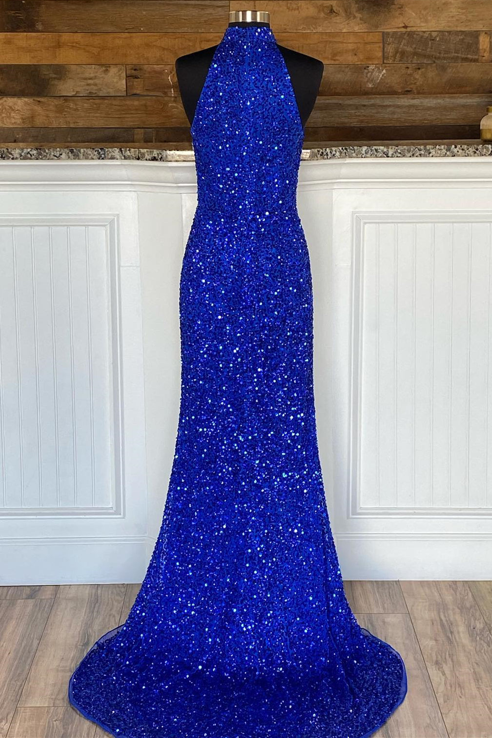 High Neck Royal Blue Sequin Mermaid Long Formal Dress with Detachable Dressesforparty High Neck Royal Blue Sequin Mermaid Long Formal Dress with Detachable Dressesforparty