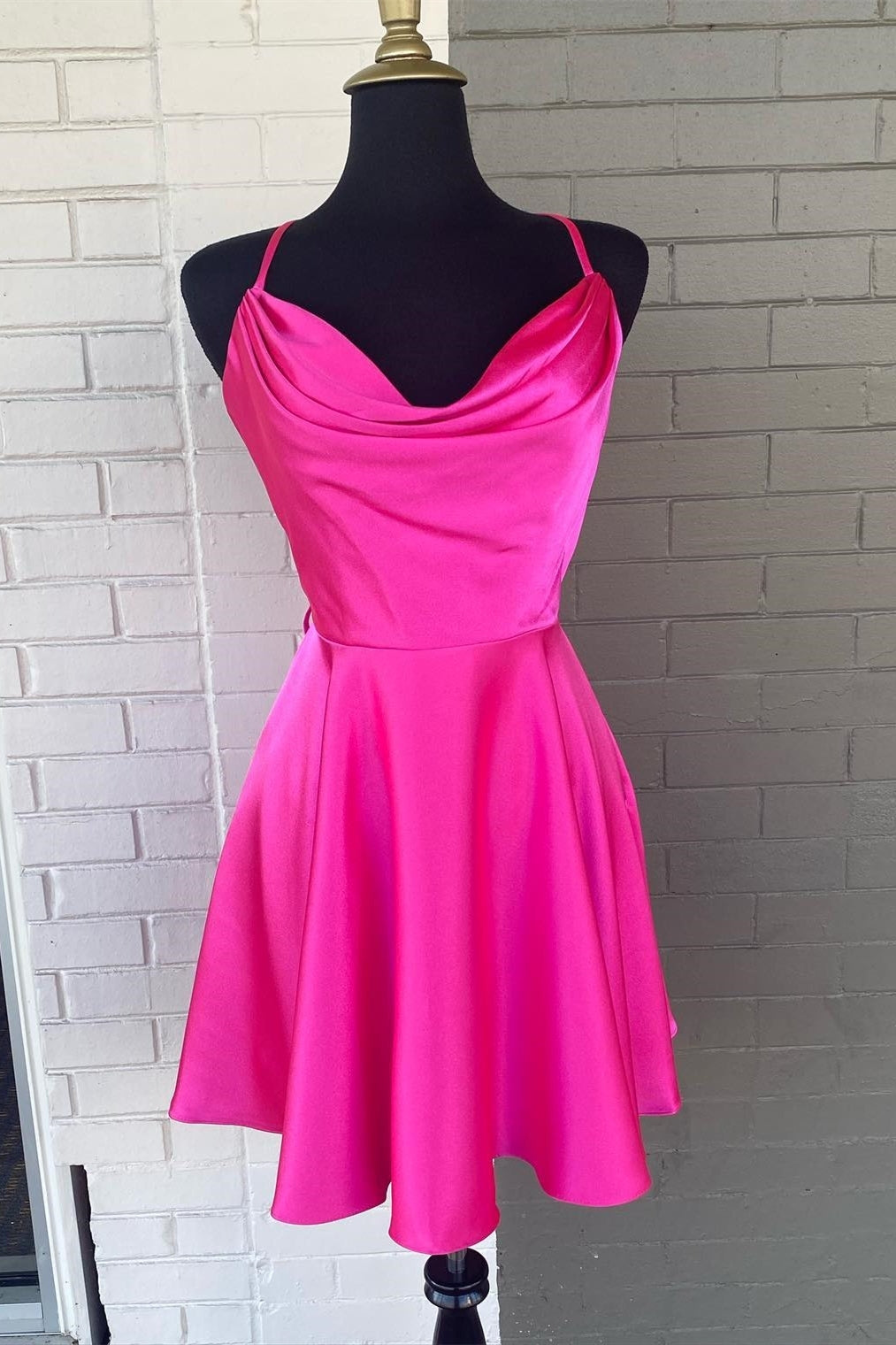 Hot Pink A-line Cowl Neck Short Homecoming Dress Dressesforparty Hot Pink A-line Cowl Neck Short Homecoming Dress Dressesforparty