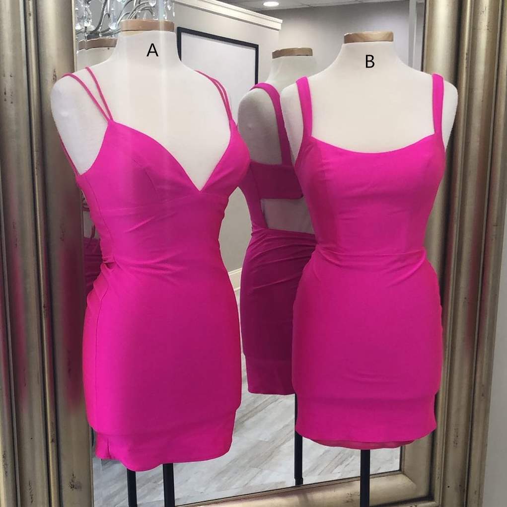 Hot Pink Bodycon Mini Party Dress 