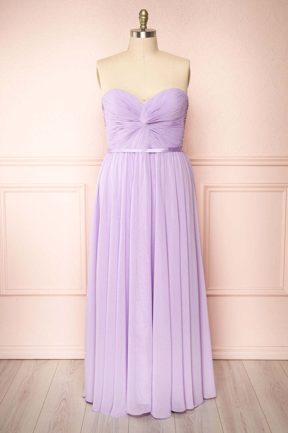 Lavender Chiffon Sweetheart A-line Long Bridesmaid Dress