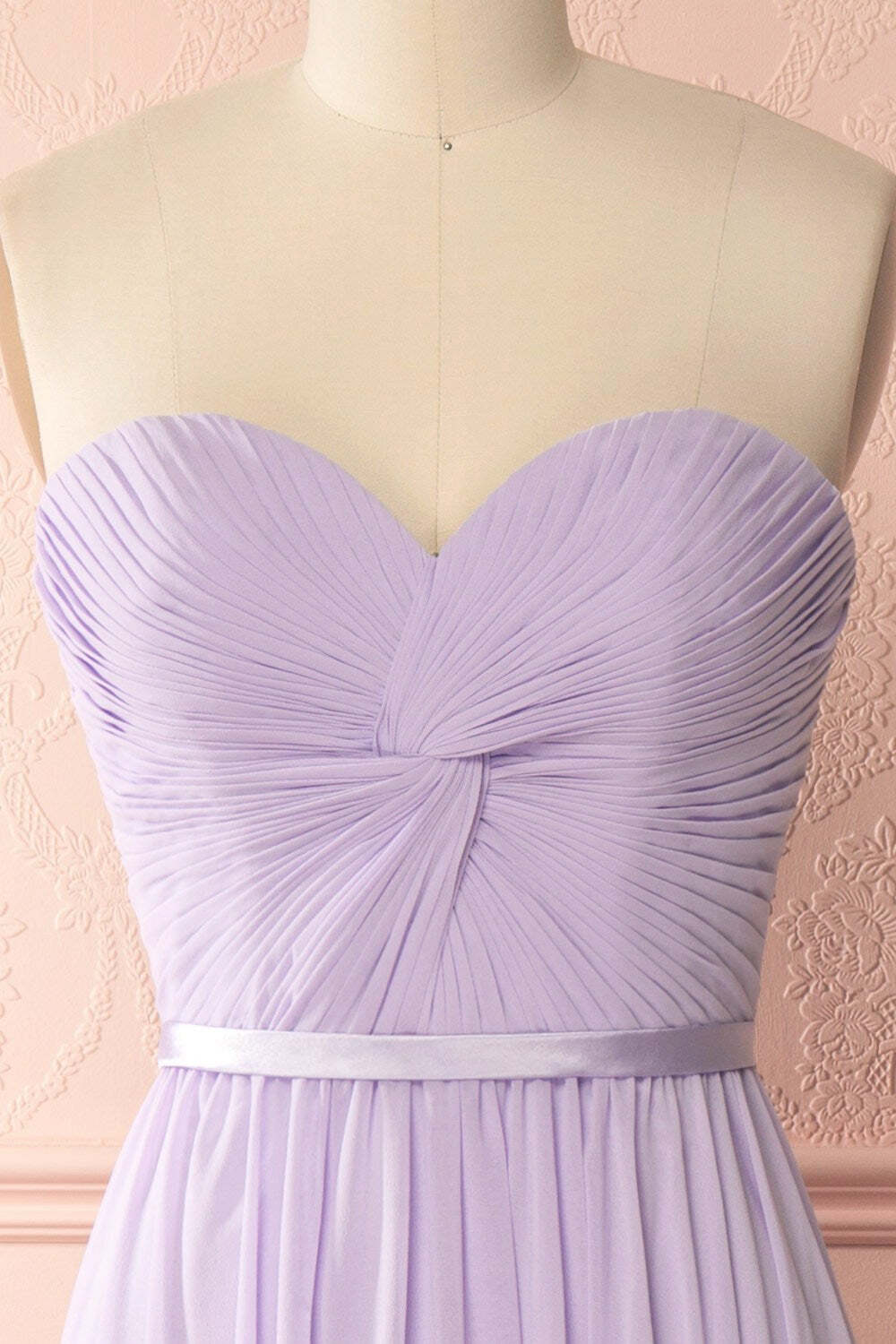 Lavender Chiffon Sweetheart A-line Long Bridesmaid Dress