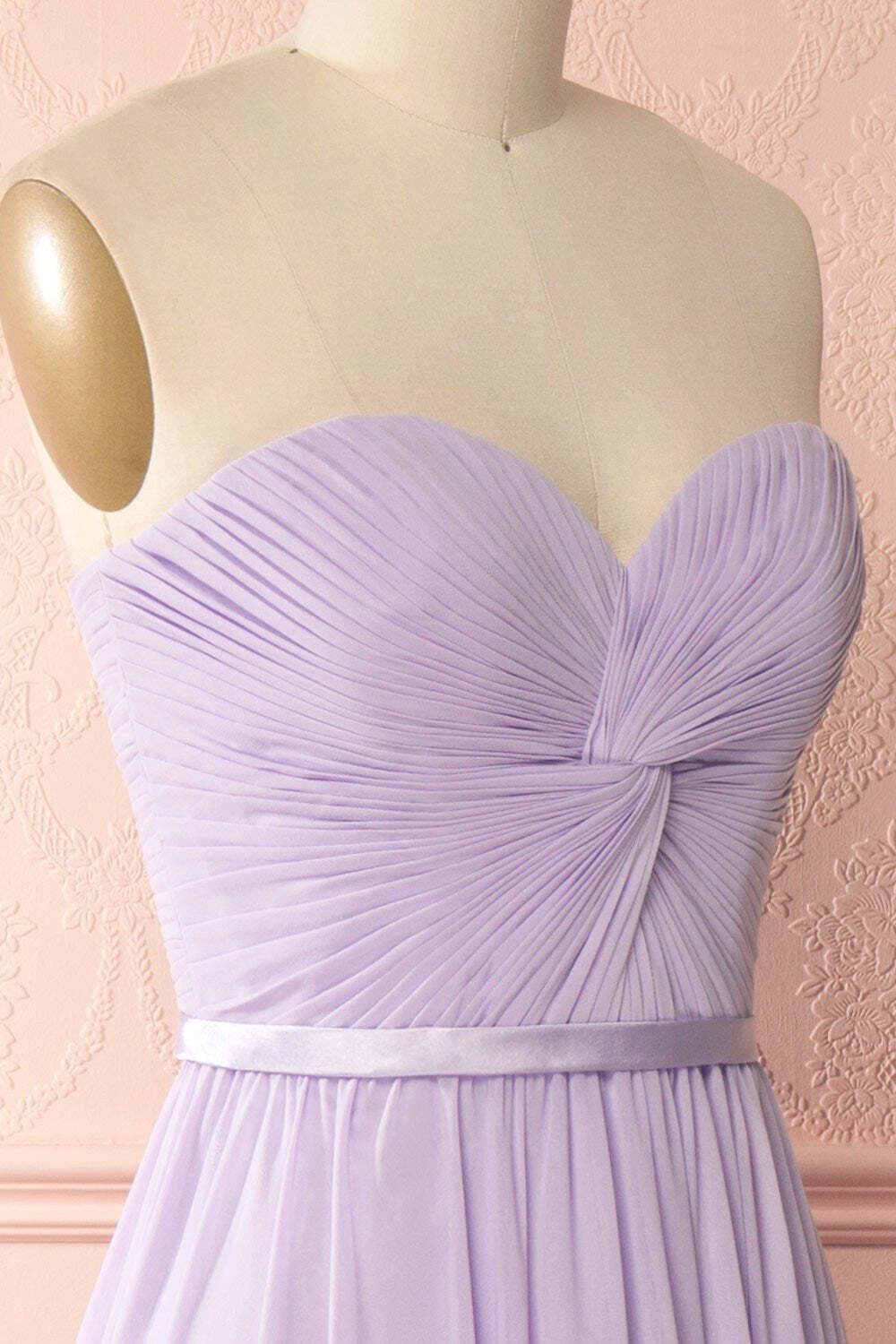 Lavender Chiffon Sweetheart A-line Long Bridesmaid Dress
