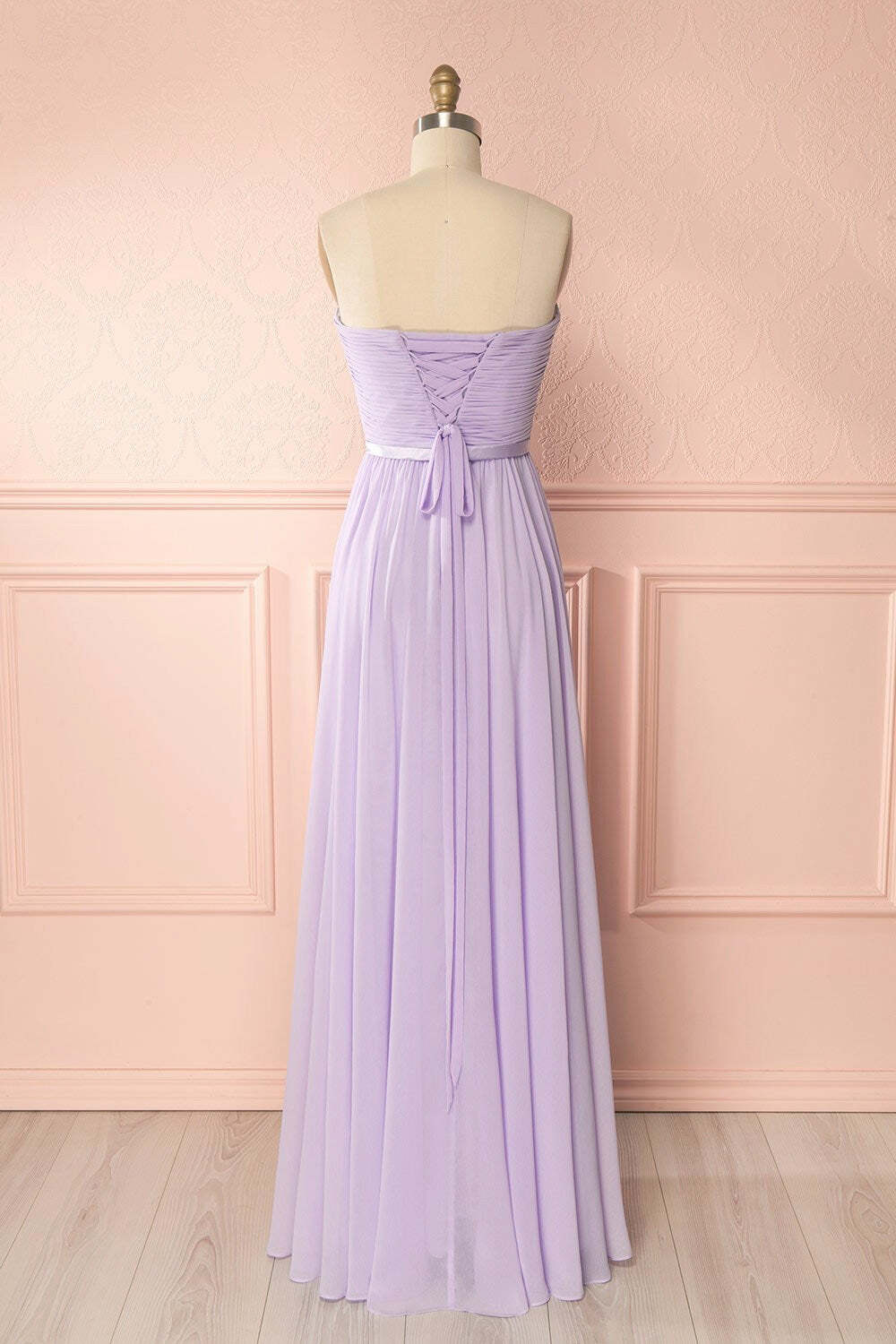 Lavender Chiffon Sweetheart A-line Long Bridesmaid Dress