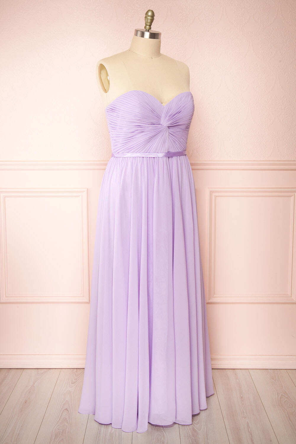 Lavender Chiffon Sweetheart A-line Long Bridesmaid Dress